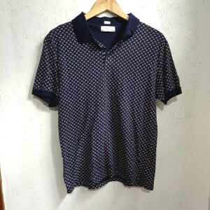 Cotton & Co | Navy Blue Paisley Patterned Mens Polo Shirt